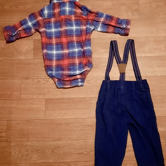 SOLD Carter's Piece Set,Flannel Shirt/Suspender Pants - Picture 6 of 8